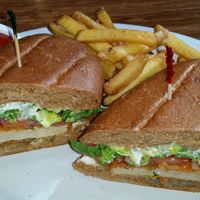 The Buffalo Bomber, made 'El Dorado' style (grilled onions and jalapenos.) Delicious!  at Veggie Grill by Next Level in Portland