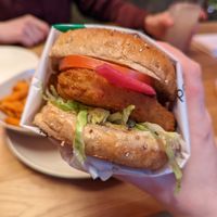 Santa Fey burger at Veggie Grill by Next Level in Portland