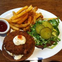 Crab burger at Next Level Veggie Grill in Portland