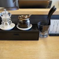 what you see when you're seated. Chopsticks are inside the drawer. at Tsukemen Zuppa - (つけ麺zuppa) in Tokyo