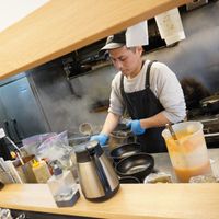 Just like in an izikaya you'll have the cook in front of you preparing your dishes. at Tsukemen Zuppa - (つけ麺zuppa) in Tokyo
