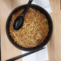 Miso soup w/ extra soy meat at Tsukemen Zuppa - (つけ麺zuppa) in Tokyo