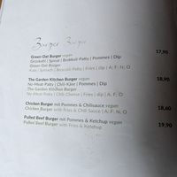 Speisekarte at The Keep Garden Kitchen in Salzburg