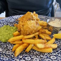 Vegan ‘fish’ & chips  at The Pig & Sty in Ashford