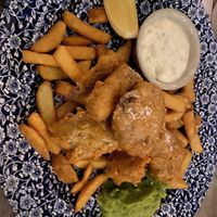 "Fish" and chips  at The Pig & Sty in Ashford