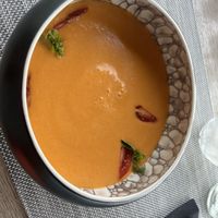 gazpacho delicioso  at Blue 17 Roof Top Restaurant & Bar in Lanzarote