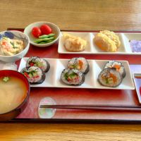 Yummy!  Vegetarian, so includes dairy and egg, but they had many vegan choices as well. at Prunus in Kyoto