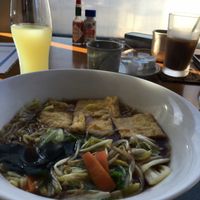 Ramen with cabbage, carrots and fried tofu at Prunus in Kyoto