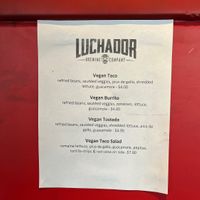 Vegan menu  at Luchador Brewing in Cathedral City