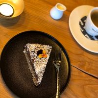 The no bake caramel pie, with chocolate and coconut is amazing. And with natural, non processed, biological ingredients. Also gluten-free. at Breakaway in Sint Geertruid