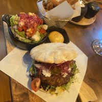 Spicy burger: very good. Better than the truffle burger. The patty is soy-based and the spicyness is only moderate. at Breakaway in Sint Geertruid