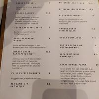 Bites menu at Breakaway in Sint Geertruid