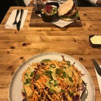 Cauliflower tacos and truffle burger.   at Breakaway in Sint Geertruid