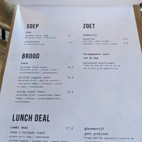 Menu at Breakaway in Sint Geertruid