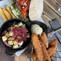 Truffle burger with crunchy sweet potato fries  at Breakaway in Sint Geertruid
