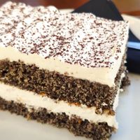 Mohn lemon cake, pretty good, not so sweet as the frosting one. at Cafe Erde in Graz