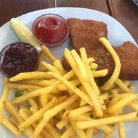 Schnitzel mit Pommes at Cafe Erde in Graz