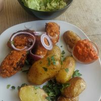 Daily Menu (Lentils and potatoes) at Cafe Erde in Graz