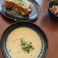soup and lasagna (daily menu)  at Cafe Erde in Graz
