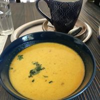 A delicious soup (lunch special)! It was an asiatic soup with a curry kick   at Cafe Erde in Graz