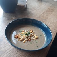 Mushroom soup, yum!! at Cafe Erde in Graz