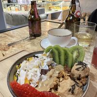 Acai bowl and kombuchas  at Moringa in Barcelona