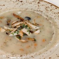 Potato and mushroom soup at MUC - Airbräu Next to Heaven - T2 in Munich