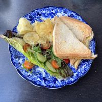 Vegan Philly cheese steak toastie  at Postcards Cafe in Exmouth