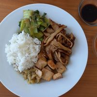 Delivery-brown tofu with brown sauce at Eat Me Veggie & Vegan in Bangkok