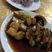 Tofu with mushrooms and veggies im brown sauce at Eat Me Veggie & Vegan in Bangkok