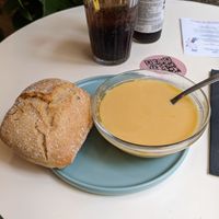 Soup + bread at La Oveja Negra in Madrid