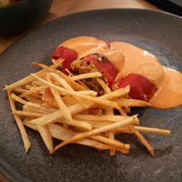 Menu of the day / Main / stuffed piquillo peppers at La Oveja Negra in Madrid