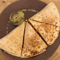 Seitan and Achiote Quesadillas (amazing)  at La Oveja Negra in Madrid