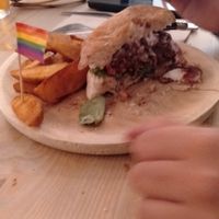 Queer burger at La Oveja Negra in Madrid