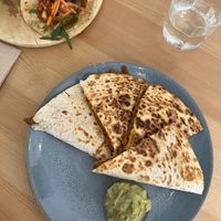 Quesadilla with store-bought guacamole   at La Oveja Negra in Madrid