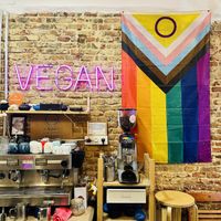 Great to see their support to LGBTQ+ community and Palestine too.  at La Oveja Negra in Madrid