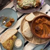 Tortilla, chorizo y milanesa  at La Oveja Negra in Madrid