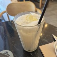 The homemade lemonade with coco flavor  at La Oveja Negra in Madrid