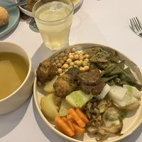 Cocido madrileño y su caldo  at La Oveja Negra in Madrid