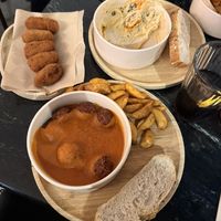 Croquetas, meatballs and hummus   at La Oveja Negra in Madrid