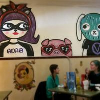 Wall painting at La Oveja Negra in Madrid