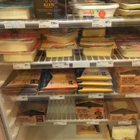 Faux cheese corner at Bioobchod Rozmaryna in Prague