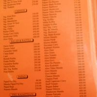 menu at Nandan in Kathmandu