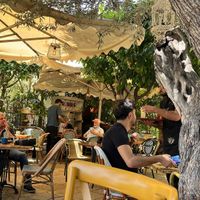 Patio seating   at Fattoush in Haifa