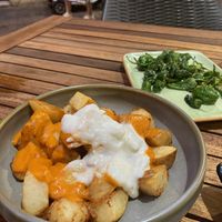 Papas bravas and pimento peppers  at El Secreto de Loreto in Denia