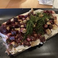 Beet open faced sandwich with vegan cream cheese  at Lagom in Bremen