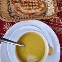 Lentil soup with pita at KD Karadeniz Aile Pide ve Kebap Salonu in Istanbul