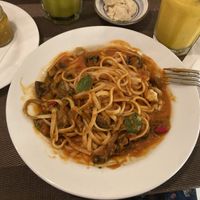 The Tagliatelle al Mar (Vegan version, so mushrooms instead of fish and shrimp)  at Néctar Comida Afetiva in Itacare