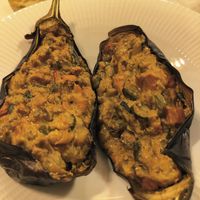 Stuffed eggplant at La Sauceda in Buelles