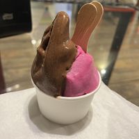 Vegan cacao y pithaya flavors  at Gelateria Deelite Italian Gelato in Puerto Viejo De Talamanca